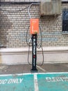 Svetlovodsk, Ukraine - 03.05.2021: Charging station for electric car in the city, editorial.