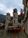 The Svetog Tripuna cathedral and town square in the historic city center of Kotor Royalty Free Stock Photo