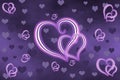Svetyaschiisya neon hearts Royalty Free Stock Photo