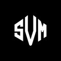 SVM letter logo design with polygon shape. SVM polygon and cube shape logo design. SVM hexagon vector logo template white and Royalty Free Stock Photo