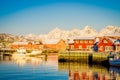 SVOLVAER, LOFOTEN ISLANDS, NORWAY - APRIL 10, 2018: Harbor houses in Svolvaer, located in Nordland County on the island