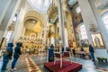 Svyato-Pokrovs Orthodox Christian church interior in Zaporizhia, Ukraine