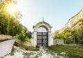 Svyato-Uspensky cave monastery at sunset, Chufut-Kale, Crimea