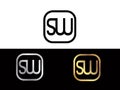 SW Initial box shape Gold color later Logo Design