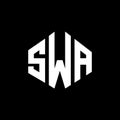 SWA letter logo design with polygon shape. SWA polygon and cube shape logo design. SWA hexagon vector logo template white and Royalty Free Stock Photo