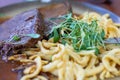 Swabian spÃÂ¤tzle with Sauerbraten