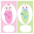 Swaddle baby with baby soother, boy, girl vector Royalty Free Stock Photo