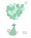 Swaddle baby boy announcement card with balloon
