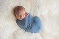 Swaddled, Sleeping Newborn Baby Boy Royalty Free Stock Photo