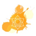 Swadhisthana chakra Meditation aura and sixth of the seven chakras symbol icon watercolor doodle