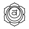 Swadhisthana icon. The second sacral chakra. Vector black line symbol. Meditation sign