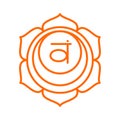 Swadhisthana icon. The second sacral chakra. Vector orange line symbol. Meditation sign