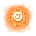 Swadhisthana icon. the second sacral chakra. Vector orange smoky circle. Line symbol. Meditation sign