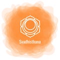 Swadhisthana icon. the second sacral chakra. Vector orange smoky circle. Line symbol. Meditation sign