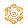 Swadhisthana sketch icon. The second sacral chakra. Vector orange line symbol. Meditation sign