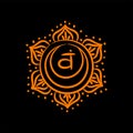 Swadhisthana sketch icon. The second sacral chakra. Vector orange line symbol. Meditation sign