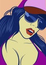 Swag music girl. Pretty Young Urban Rap Girl. Vector illustration.