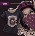 Swag t-shirt design with pretty hip hop girl face