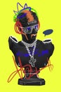 Swag, urban style. Antique statue bust with creative doodles, colorful drawings. Modern aesthetics. Poster for music Royalty Free Stock Photo