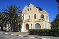 Old-time German buildings and architecture: houses, shops and road in an African city