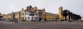 Swakopmund, Namibia - Jul 11, 2019: typical house with colorful facade - german colonial architecture in Swakopmund