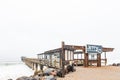 Historic jetty with restaurant on its far end in Swakopmund