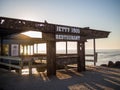 Swakopmund, Namibia - May 31, 2016: Entrance to Jetty 1905 Restaurant on pier at coast of Swakopmund