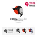 Swallow bird concept icon set and modern brand identity logo template and app symbol based on comma sign