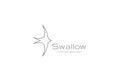 Swallow bird flying Logo design vector template Linear style