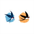 Swallow birds element set for background, pattern, print or sticker animal