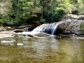 Swallow Falls State Park in the fall in the mountains of Maryland with the creek and waterfalls flowing, cascading in nature Royalty Free Stock Photo