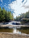 Swallow Falls State Park in the fall in the mountains of Maryland with the creek and waterfalls flowing, cascading in nature Royalty Free Stock Photo