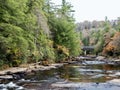 Swallow Falls State Park in the fall in the mountains of Maryland with the creek and waterfalls flowing, cascading in nature, fall Royalty Free Stock Photo