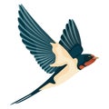 Swallow in flight vector illustration style Flat Royalty Free Stock Photo