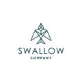 Swallow geometric bird logo icon design in abstract line outline design