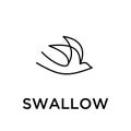 Swallow logo black outline line set silhouette logo icon designs vector for logo icon stamp Royalty Free Stock Photo