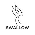 Swallow logo black outline line set silhouette logo icon designs vector for logo icon stamp Royalty Free Stock Photo