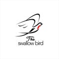 Swallow logo flying line art hand drawn bird