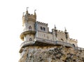 Swallow Nest castle on cliff in Crimea isolated