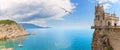 Swallow`s Nest castle in Crimea, beautuful sea panorama Royalty Free Stock Photo