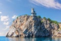Swallow`s Nest castle in Crimea, view from the Black sea Royalty Free Stock Photo