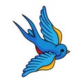 Swallow small blue bird icon, beautiful nature