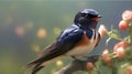 Swallow (tachycineta bicolor) perched on a branch