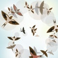 Swallows fly in a circle