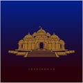 Swaminarayan Akshardham temple vector icon. Akshardham mandir, Delhi