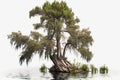 Swamp Cypress Tree On A White Background. Generative AI Royalty Free Stock Photo