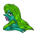 Swamp green mermaid character fairy tale illustration cartoon