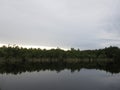 Swamp lake with evening sky