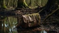 Swamp Portrait: A Dark Brown Leather Bag In The British Topographical Style