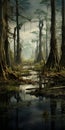 Swamp Tree Hd Wallpaper: A Post-apocalyptic Landscape In The Style Of Mitch Griffiths